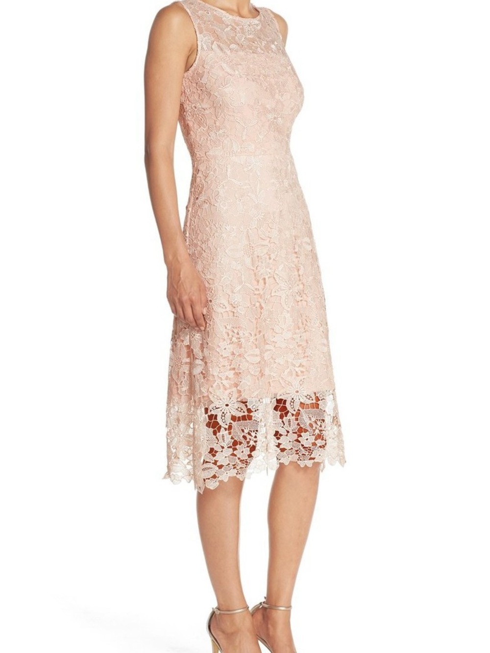 julia jordan Blush Pink Lace Midi Dress 2